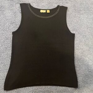 Caslon Blouse Womens S Petite Black Silk Blend Scoop Neck Sleeveless Classic